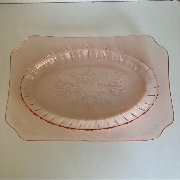 Vtg Pink Depression Glass Jeanette Adam Serving - Picture 2 of 10